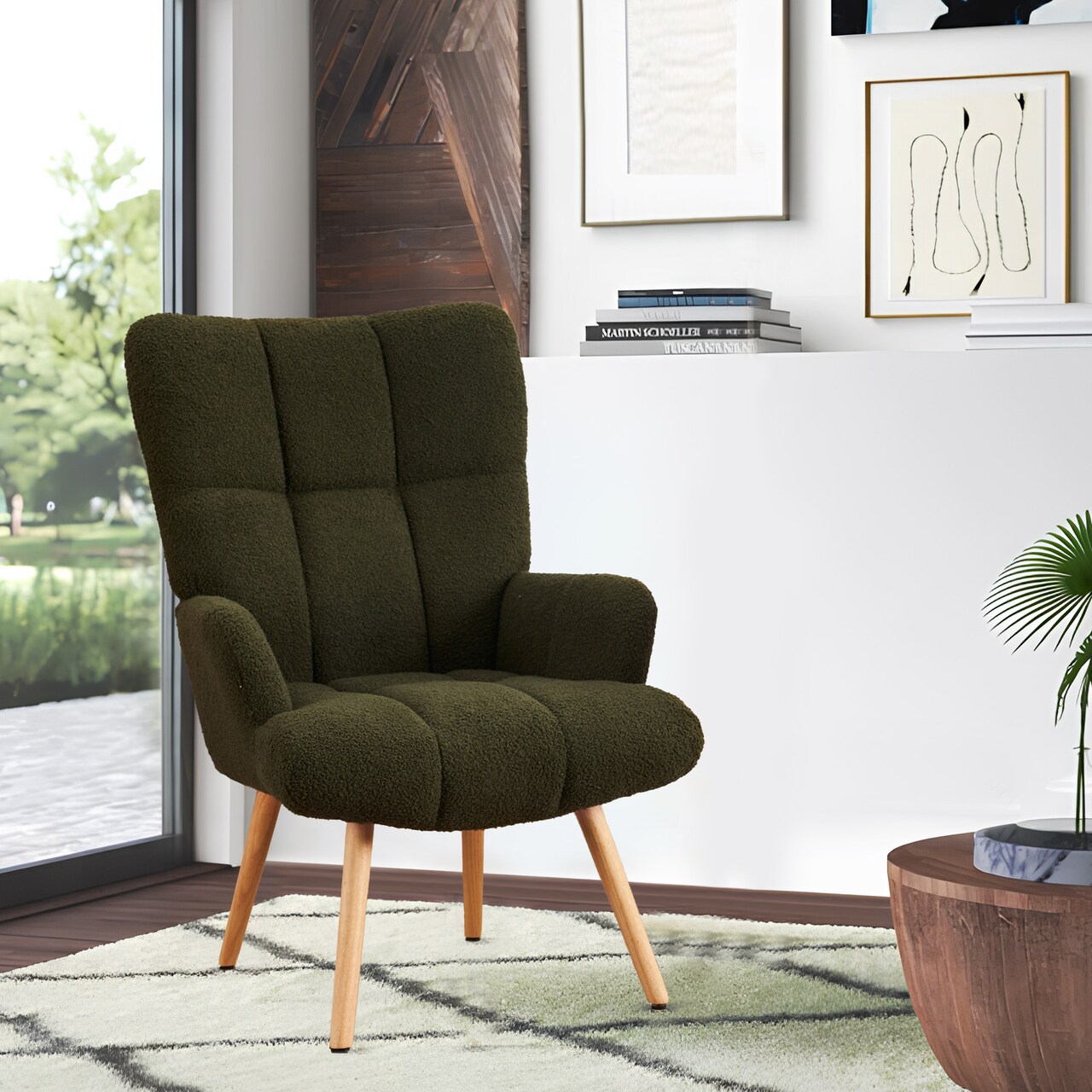 High back sales velvet accent chair